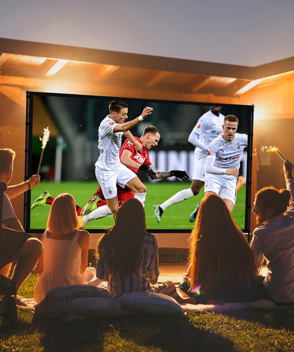 Projector Screen with Stand - 100 Inch Outdoor Projector Screen Portable Projector Screens 16:9 4K HD Outdoor Movie Screen with Carry Bag Can Enioy Home Theater Projection Screen