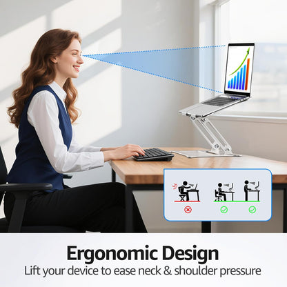 Urmust Laptop Notebook Stand Holder Adjustable Ultrabook Stand Riser Portable Compatible with MacBook Air Pro HP Dell XPS Lenovo All laptops 10-15.6"(Silver)