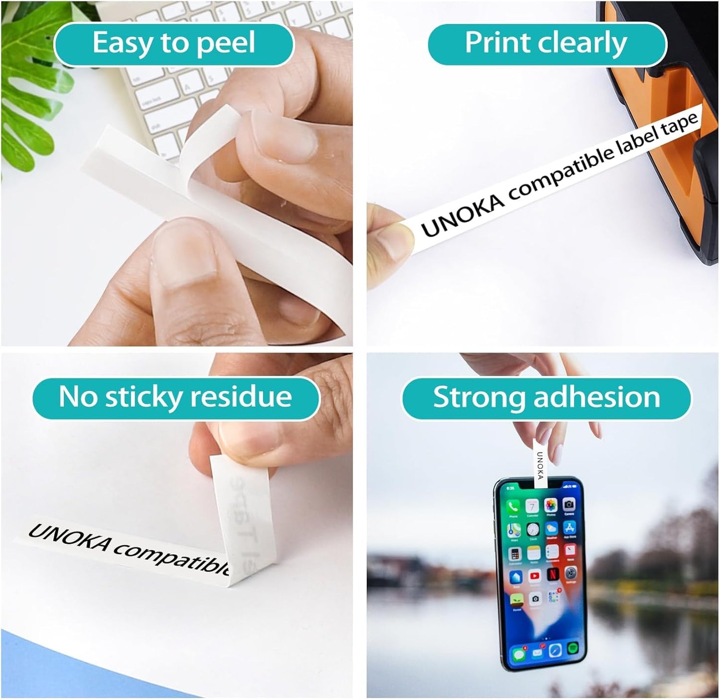 6Pack Label Maker Tape Compatible with Brother PTouch TZe-231 Tape, ½” 0.47”x 26.2 ft Laminated Black on White, for PT-D210, PT-H110, PT-D220, PT-D410, PT-D600