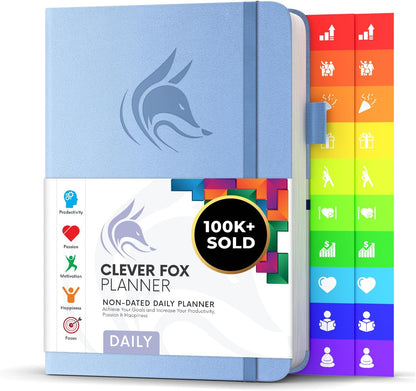 Clever Fox Daily Planner – Undated Planning Notebook with Hourly Schedule & To-Do List – Personal Day Task & Work Organizer, 6 Months (Periwinkle)
