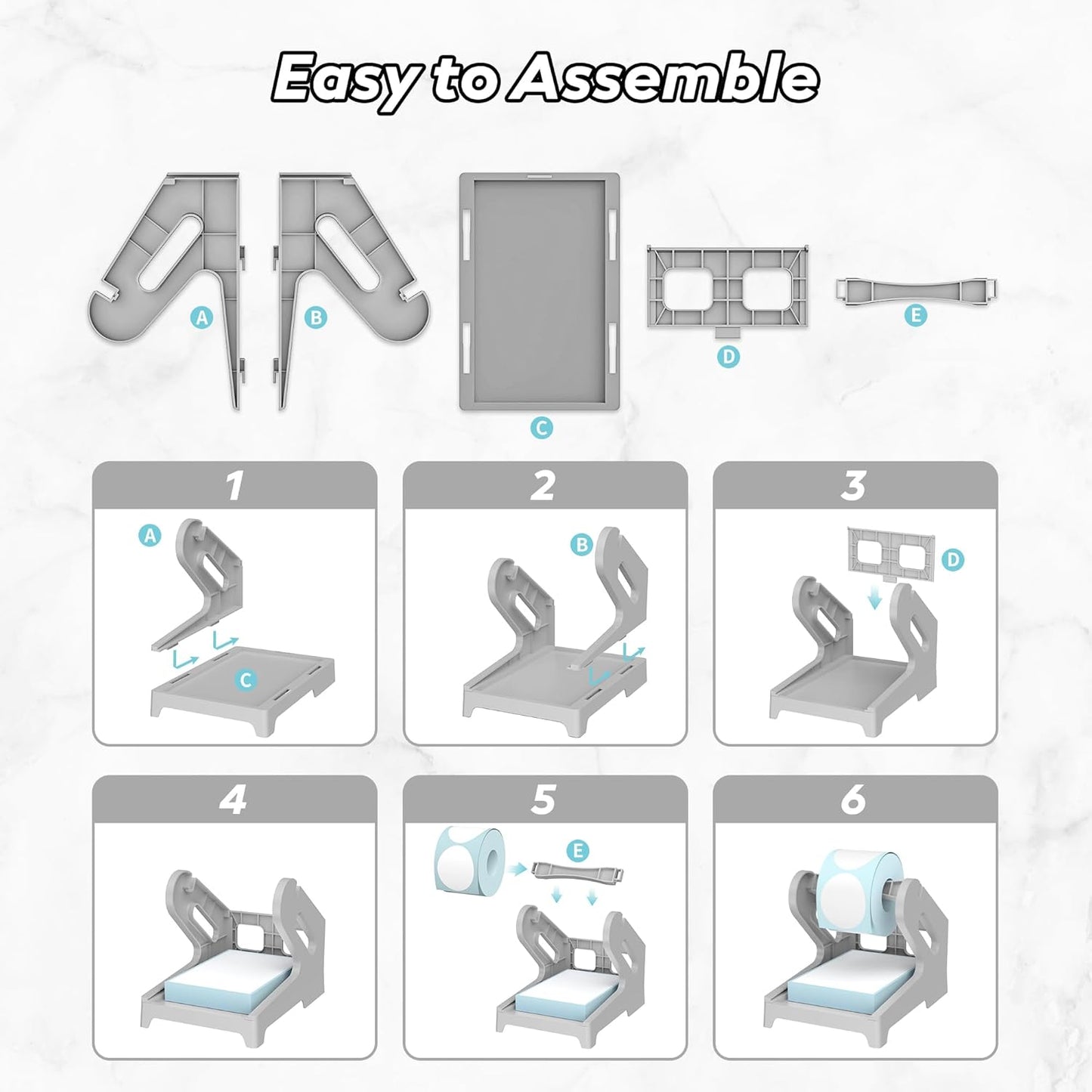 PONNOR Label Holder for Rolls and Fanfold Labels Shipping Labels Stand Desktop Thermal Printer DIY Accessory Business Supplies for Home, Office(Grey)