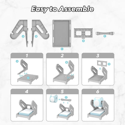 PONNOR Label Holder for Rolls and Fanfold Labels Shipping Labels Stand Desktop Thermal Printer DIY Accessory Business Supplies for Home, Office(Grey)