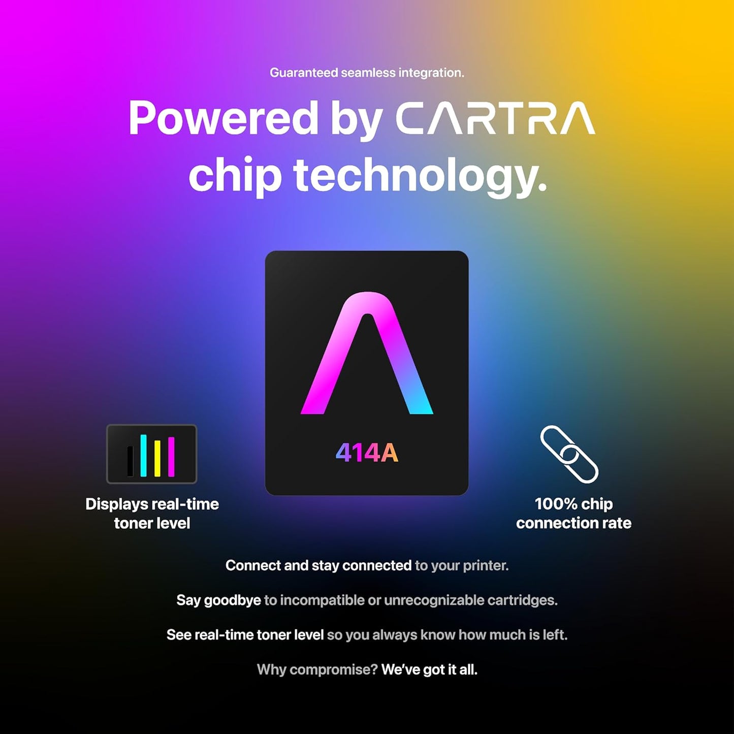 CARTRA 414A Black Toner Cartridge W2020A, Compatible with 414A Toner Cartridges, Works with Color Laser Jet Pro MFP Series Printer