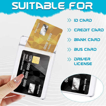 200 Pack Vertical ID Card Badge Holder Clear Plastic Sealable Waterproof Zip Name Tag for Work Office Nurse School