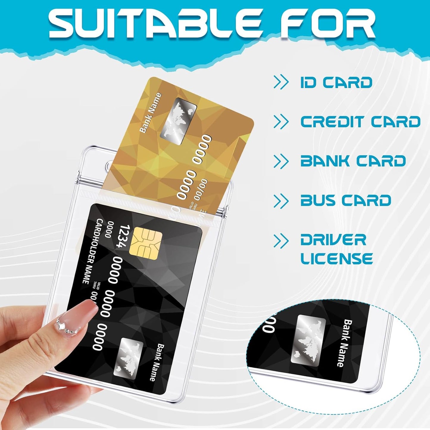 BESARME 30 Pack Vertical ID Badge Holders Clear Plastic Waterproof Card Holder Resealable for Office Worker Teacher