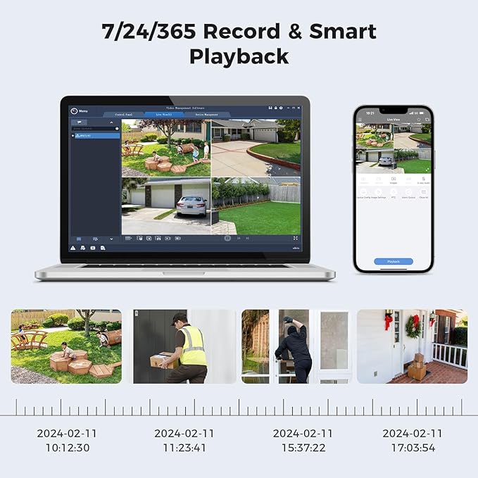 [4K HD+121°Wide View] Hiseeu 4K Security Camera System, 8 Pcs 8MP PoE Security Camera Outdoor, Human Vehicle Detect, Color Night Vision,No Monthly Fee, 3TB HDD for Indoor Outdoor Home Surveillance Use