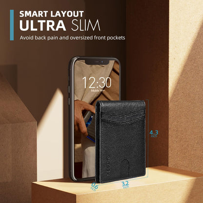 RUNBOX Wallet for Men Slim Rfid Leather 2 ID Window With Gift Box