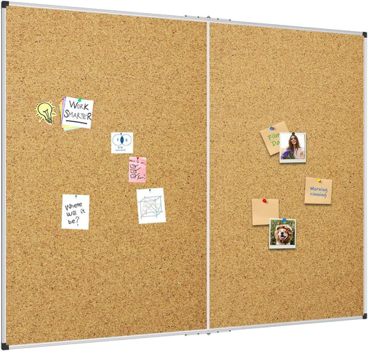 XBoard Large Cork Bulletin Board 60 x 48 Inch, Push Pin Corkboard with Aluminum Frame, 5' x 4' Message Notice Board for School, Home & Office Wall Display and Organization