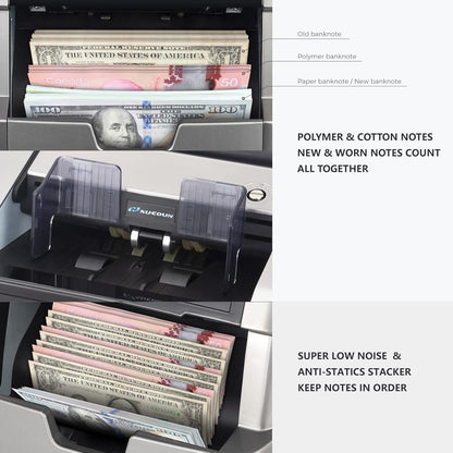 NUCOUN VC-7 Bank Grade Money Counter Machine Mixed Denomination,Value Counting,Mulit Currency,Printer Enabled,Serial Number,Cash Bill Counter 2CIS/UV/IR/MG/MT Counterfeit Detection, Cash Counter