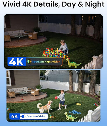 REOLINK 4K Solar Security Camera Outdoor, Encrypted Local Storage Camera System, 360° Pan Tilt, Smart Detection, No Monthly Fee, Home Hub with 4X PT Ultra + Solar Panel