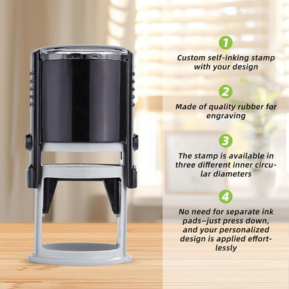 Custom Logo Self-Inking Stamp - Personalized Self-Inking Stamper for Business Logos & Text - 6 Sizes - Choose from 5 Ink Colors