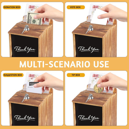 Suggestion Box with Slot Lock with 100 Suggestion Cards - Ballot, Donation, Comment Drop Box for Church, Office, Wedding - Wall Mount/Countertop