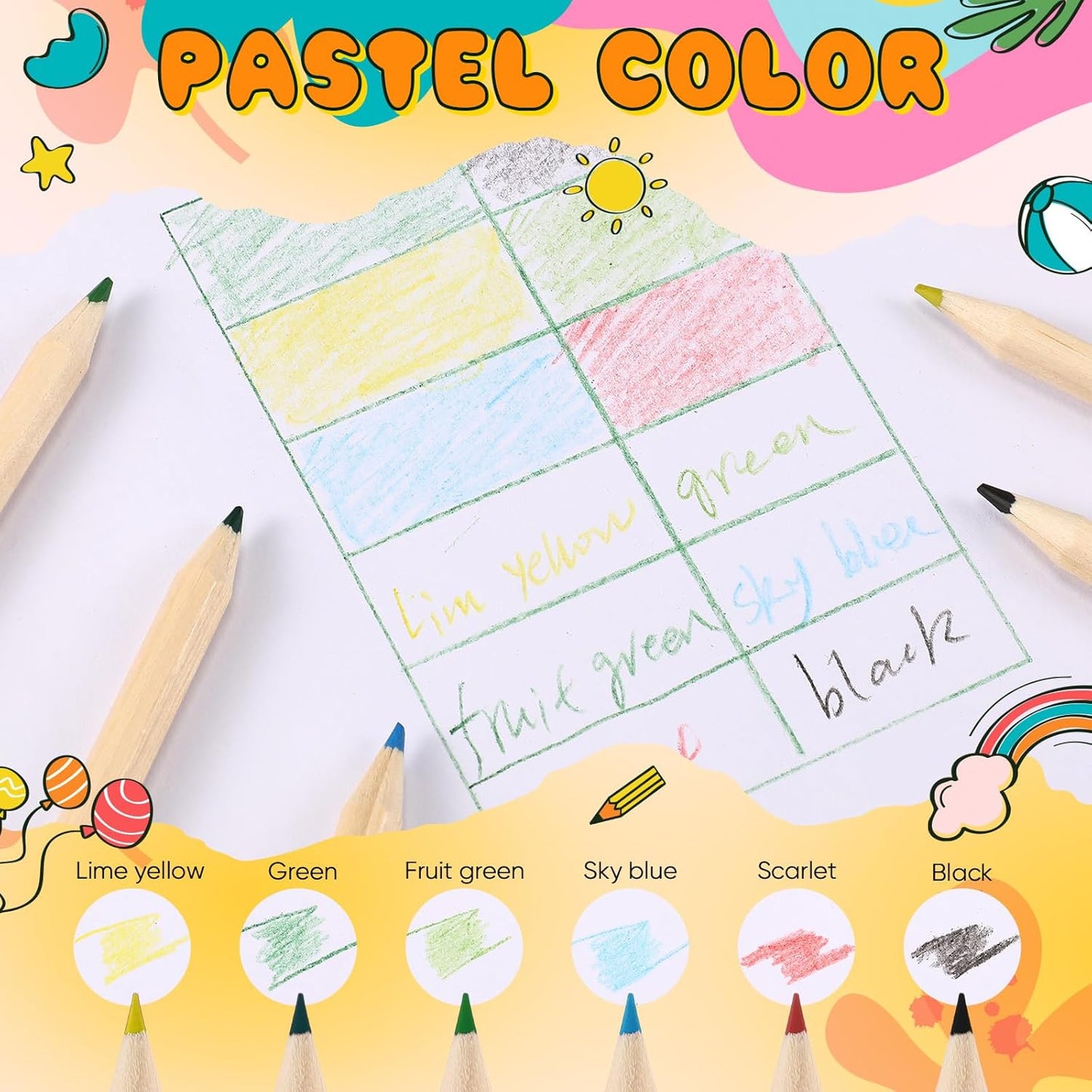 Faccito 10 Packs Mini Drawing Colored Pencils for Kids 3.5 Inch Portable Short Fat 6 Different color Pre Sharpened Pencils in Bulk for Children Painting Classroom School Supplies