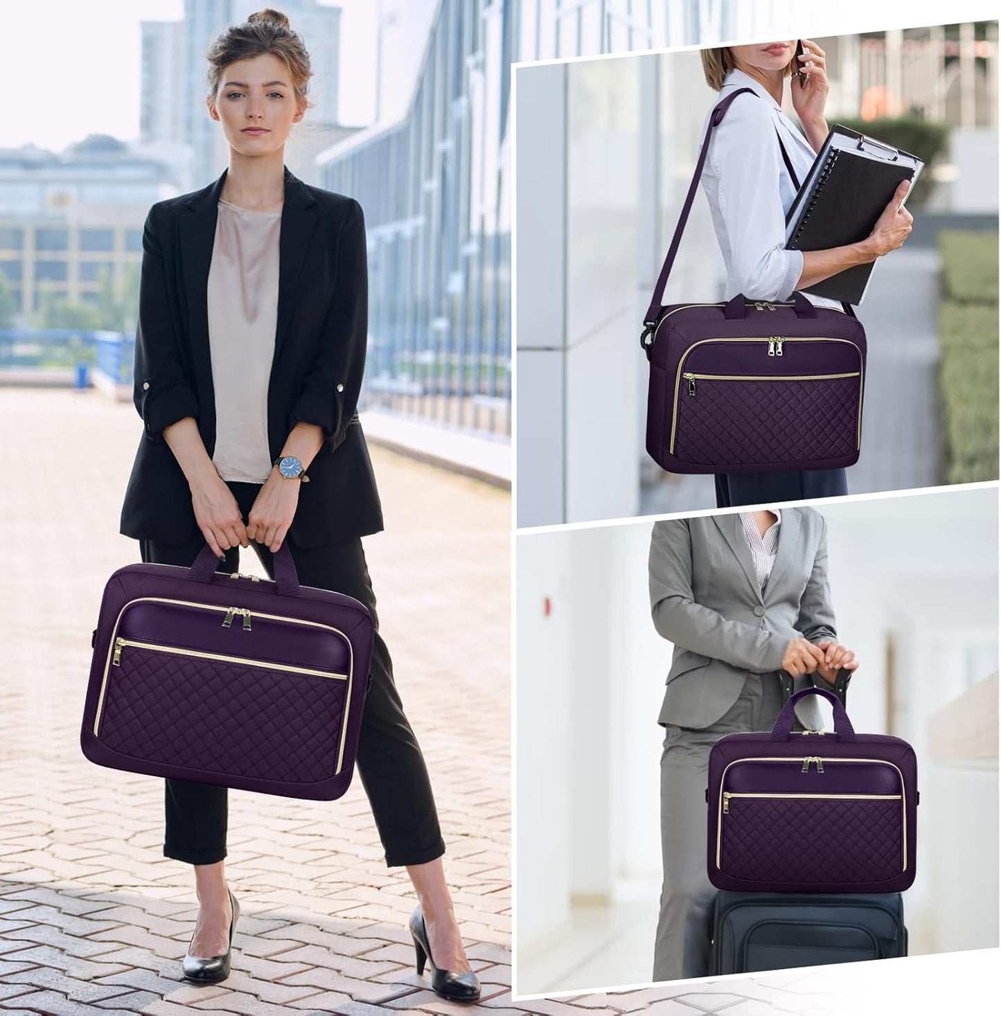 NEWHEY Laptop Bag 17.3 Inch Laptop Briefcase for Women Men Waterproof Shoulder Messenger Bag Large Computer Bag for Business Office Work College, Purple