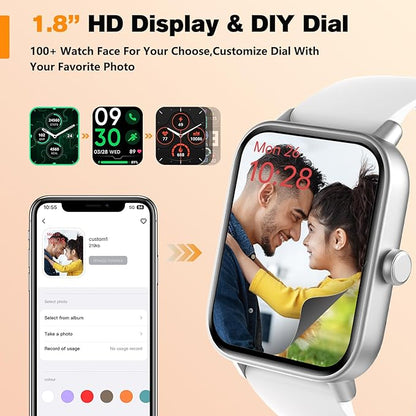 Fitpolo Smart Watch for Men Women,1.8” Touchscreen, Bluetooth Call, Alexa Built-in,24/7 Heart Rate,SpO2 Monitor,Step Counting,Sleep Tracking, IP68 Waterproof Fitness Tracker Watch for Android iPhone