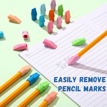 Crtiin 1000 Pcs Pencil Top Erasers Bulk Caps for Pencils Chisel Shape Erasers Toppers Classroom Party Favors Games Prizes Funny Pencil Eraser Cap for Kids Studying Supplies Home Office (Pastel)