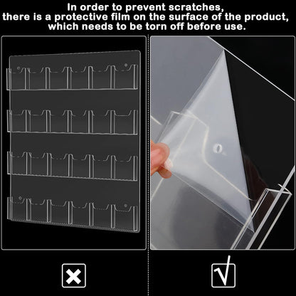 Weysat Acrylic Brochure Pamphlet Holder Brochure Display Stand Business Tri Fold Multi Slot Holder Rack Wall Mount Clear Pocket Space Saver for Flyer Literature Menu Advertise(2 Pieces)