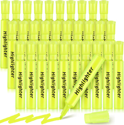 Qilery 30 Pack Highlighters Bulk, Tank Style Chisel Tip Highlighters Markers Quick Drying for Kids and Adult Coloring, Classroom Home Office School Supplies (Yellow)