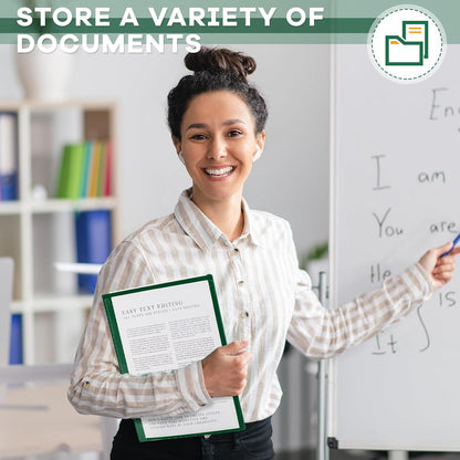 Henoyso 24 Pcs Folders Take Home Heavy Duty 2 Pocket Homework Folders with Clear Front Pockets for Elementary Students Parent Teacher Communication (Dark Green)