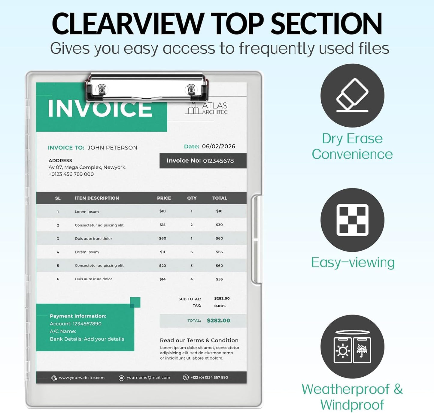 Sooez Clipboard with Storage, Heavy Duty Cleaview Clip Boards 8.5x11 with Dual Storage, Dry Erase Plastic Nursing Clipboard, High Capacity Clipboards Folder for Teacher Nurse, School & Office Supplies