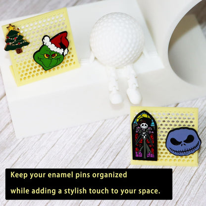 PIAOLGYI Pin Display Stand,Pin Board for Desktops & Shelves,Pin Holder Display for Badges Pins Collectible (Yellow)