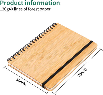 4 Set Lined Bamboo Journal Notebook,80 Pages,5”*7”,Hardcover Executive Notebooks,Daily Journal Notebook for Work,Travel,School,Note Taking,College (4)