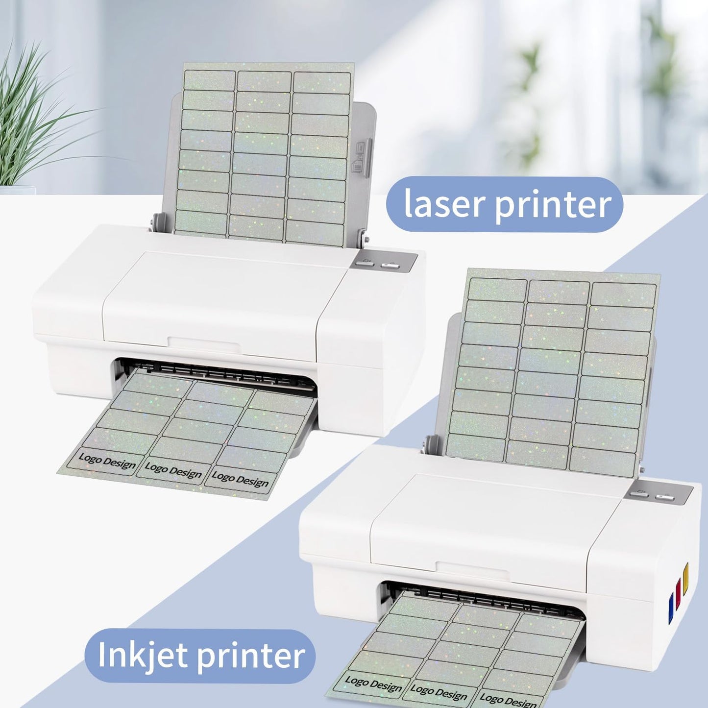 STARLIBOO Transparent Stickers Labels -1" x 2-5/8" Clear Address Labels Mailing Stickers for Laser/Inkjet Printer 8.5"×11"- 20 Sheet (Clear Holographic Star)