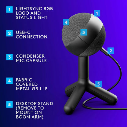 Logitech G305 Lightspeed Wireless Gaming Mouse, Blue + Yeti Orb RGB Gaming Microphone with LIGHTSYNC, USB Mic for Streaming