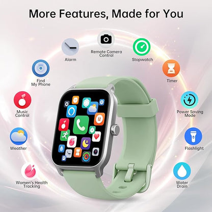 Smart Watches for Women with Alexa & Bluetooth Call,1.85" HD Screen Fitness Tracker,30-Day Battery, Heart Rate/Sleep/SpO2 Monitor,100+ Sports Modes,2ATM Waterproof Smartwatch for Android iPhone(Green)
