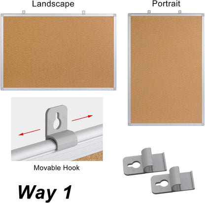 Board2by Large Cork Board Bulletin Board 48 x 36, Silver Aluminium Framed 4x3 Corkboard, Office Board for Wall Cork, Wall Mounted Notice Pin Board with 15 Push Pins for School, Home & Office