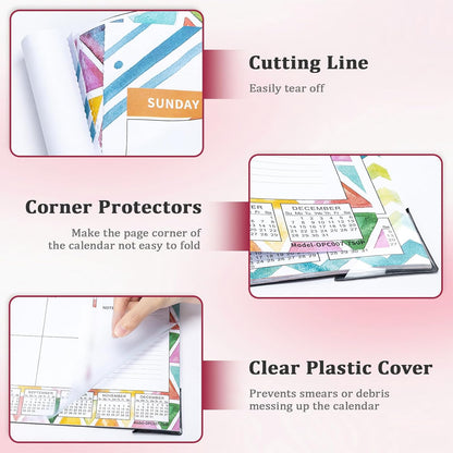 Ospelelf Desk Calendar 2025-2026 Large 22"x17" Monthly Family Planner Pad with Protective Cover 18 Months July 2025 to December 2026 Geometry