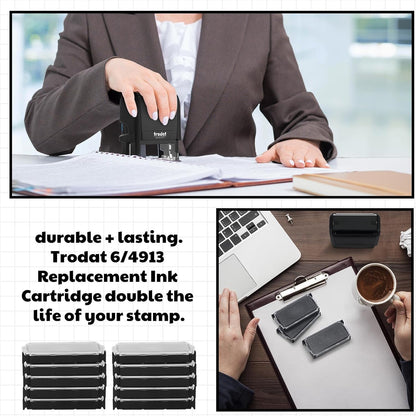 Yaomiao 6 Pieces Replacement Ink Cartridge Compatible with Trodat 6/4913 Printy 4913 Black Refill Ink Pad for Self Inking Stamps