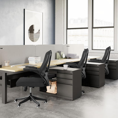 Executive Office Chair, Ergonomic Comfort Home Desk Chair, Mid Back Gaming Chair with Wheels, Adjustable Height, Lumbar Support, Flip-up Armrest with 350LBS Capacity