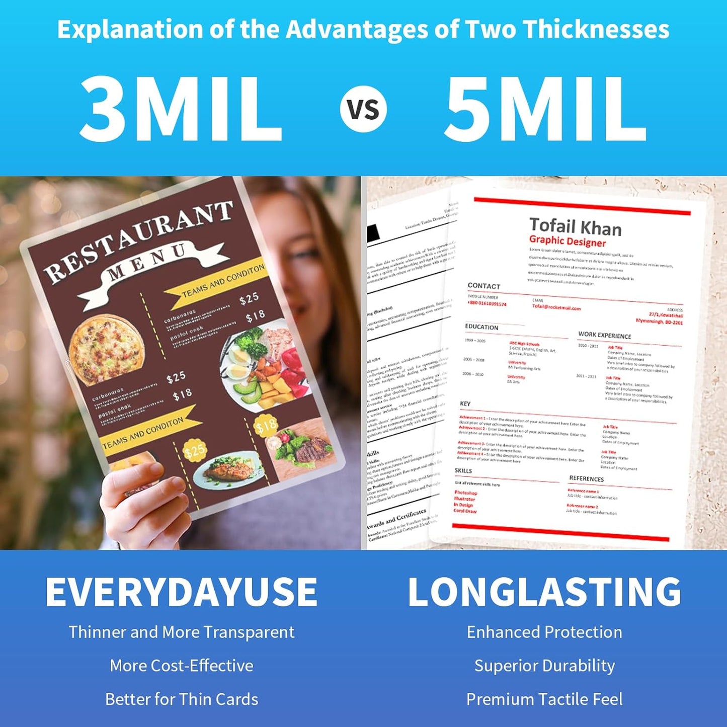 Clear Thermal Laminating Pouches – 9 x 11.5 Inch, 5 mil Thick (300 Pack) – Professional-Grade Lamination Sheets for Documents, Photos & Crafts – Fits 8.5 x 11 Letter Size Paper - [5mil 300 Packs]