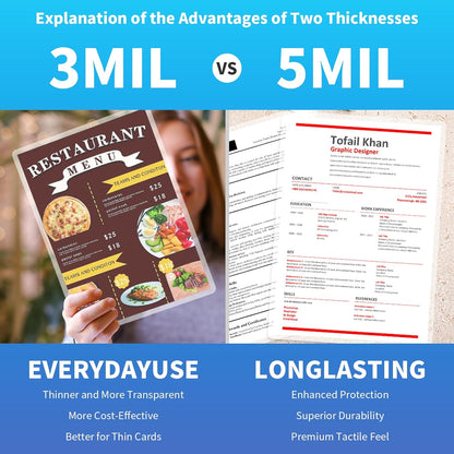 Clear Thermal Laminating Pouches – 9 x 11.5 Inch, 5 mil Thick (50 Pack) – Professional-Grade Lamination Sheets for Documents, Photos & Crafts – Fits 8.5 x 11 Letter Size Paper - [5mil 50 Packs]