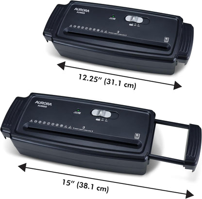 Aurora AU660S 6-Sheet Strip Cut Paper/Credit Card Shredder Without Wastebasket, Portable with Extendable Arm, Black