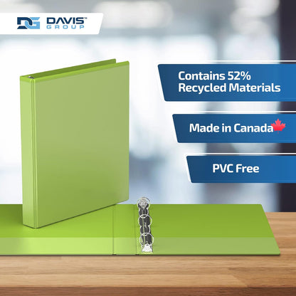 Easyview Premium 3-Ring Binders with Clear-View Covers and Round Rings, Binders for School or Office, 1 Inch, Pack of 6, Lime Green