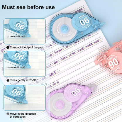 CHANGLi 10 PACK 1653Inch White Correction Tape, Total of 16530 inches, 90° Rotating Tip, Ergonomic Design, Tear-Resistant Tape Office or School Supplies, Includes Storage Pouch