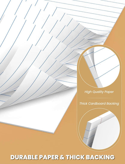 12 Pack White Legal Pads 8.5 x 11 College Ruled, 30 Sheets Per Note Pads 8.5 x 11, Perforated Lined Paper Pads 8.5 x 11.75, Writing Pads with Sturdy Backing, Legal Notepads for School, Office, Home