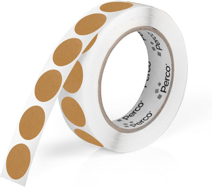 Perco Kraft Brown 1-Inch Round Circle Dot Sticker Labels with Strong and Permanent Adhesive - 1,000 Labels per Roll - Natural, Cardboard-Like Surface - Made in USA
