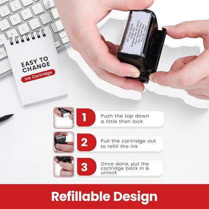 Promot Self Inking Stamp - XXLarge Custom Stamp for Name, Address, Office, or Business Use - Up to 8-Line Personalized Rubber Stamp - Customizable Font & Ink Color - Personalized Name Stamp