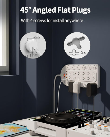 Power Strip Surge Protector (3,400 Joules), DEPOW 24 AC Multiple Outlets (1875W/15A) with 6 USBs (2 USB-C Ports), 8 Ft Long Heavy Duty Extension Cord, Flat Plug, Wall Mount for Home, Office, White