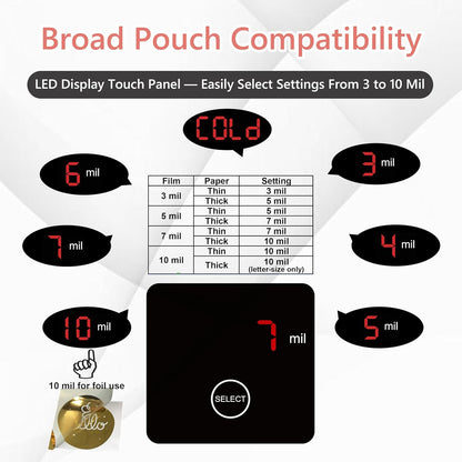 SINCHI 3–10 Mil Thermal Laminator & Foil Applicator – 13-Inch, 2-Large-Roller, 40s Warm-Up, 50s/Page, LED Touch Panel, Jam Release, Auto Shut-Off, 10 Sheets Included – for Office, School & Home Use