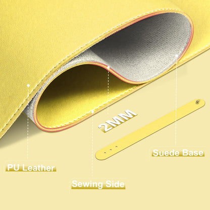 Leather Desk Pad Protector, Desk Mat, Large Mouse Pad, Non-Slip Desk Blotter, Office Laptop Desk Pad, PU Leather Desk Writing Pad for Office and Home (Yellow, 31.5" x 15.7")