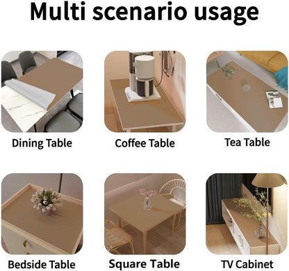Leather Table Cover,1.8mm Thick,36x54 Inch Table Protector,Table Protector for Dining Room Table,Table Protectors for Rectangle Tables.(Khaki+Silvery,36x54)