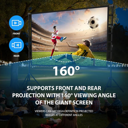 Outdoor Projector Screen with Stand 150 Inch: VOOPVOR Portable Projection Screen and Stand, Indoor Rear Front Movie Screen 16:9 4K HD, with Carry Bag,Support Height Adjustable for Home Theater Camping