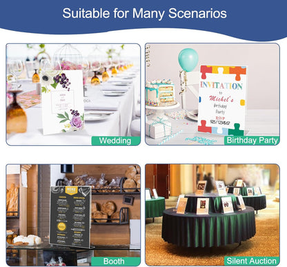 Slanted Back Acrylic Sign Holder 4 x 6, Clear Tabletop Stands for Display, Plastic Paper Sign Holders for Office, Home, Restaurant (6 Pack)