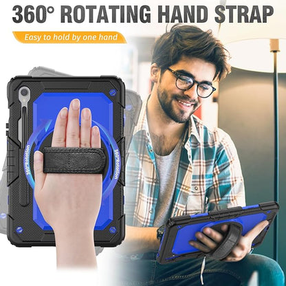 HXCASEAC Case for Samsung Galaxy Tab S10 Lite / S10 FE / S9 FE 5G 10.9 inch, Shockproof Design with Screen Protector/Hand Strap/S Pen Holder, Protective Samsung Galaxy S10 Lite Tablet Case, Blue