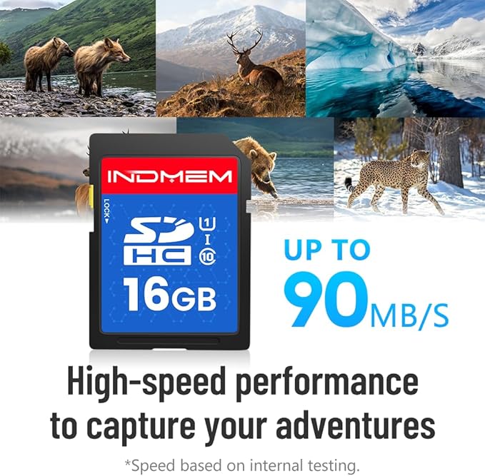 16GB SD Card (3 Pack), C10 SDHC UHS-I Memory Cards U1 Class 10 High-Speed Full 4K HD Video Compatible with Digital Point-and-Shoot Cameras, HD Camcorders, DSLR and PC