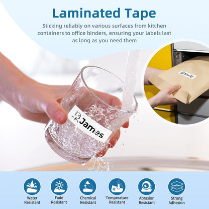 Airmall TZe-251 Compatible with Brother Label Maker Tape 24mm .94 White Replacement for Brother P-Touch Label Tape TZe251 TZ-251 Black on White 1 Inch for PT D610BT D600 700 P710BT PTP750W, 4-Pack
